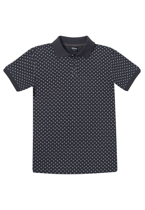 Polera Pique Hombre Mickey Print Negro Disney-0