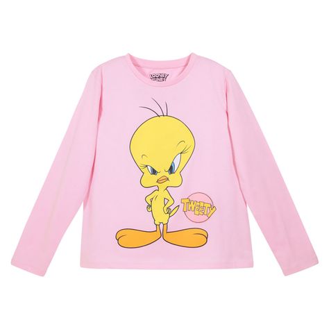 Polera Manga Larga Niña Angry Rosado Looney Tunes-0