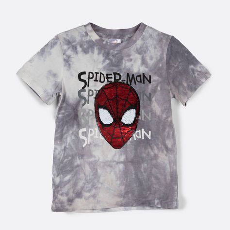 Polera Niño Spiderman Gris Marvel Lentejuelas Reversibles-0