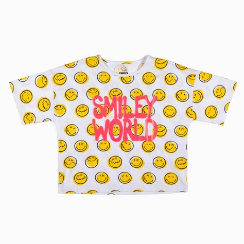 Polera Niña Full Print Blanco SmileyWorld ®-4