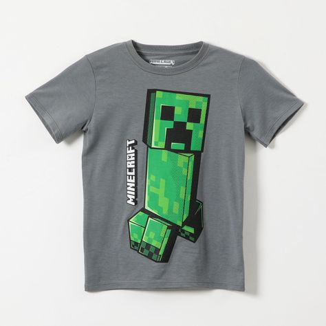 Polera Manga Corta Niño Gris Minecraft-1