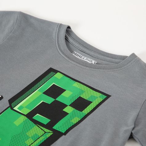 Polera Manga Corta Niño Gris Minecraft-2
