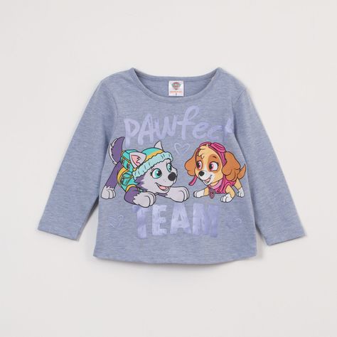 Polera Manga Larga Niña Pawfect Team Gris Paw Patrol-0