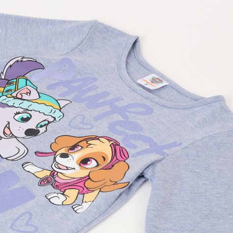 Polera Manga Larga Niña Pawfect Team Gris Paw Patrol-1