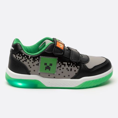 Zapatilla Con Luces Niño Creeper Negro Minecraft-0