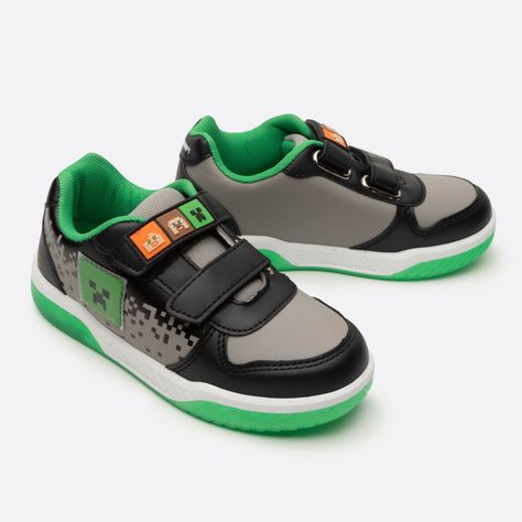 Zapatilla Con Luces Niño Creeper Negro Minecraft-1