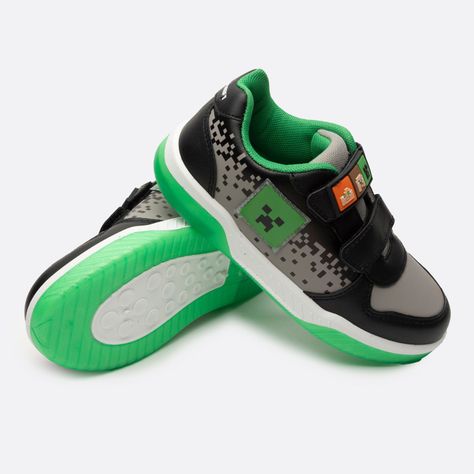 Zapatilla Con Luces Niño Creeper Negro Minecraft-2