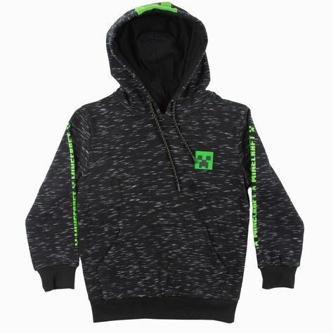 Poleron Cerrado Niño Logo Creeper Negro Minecraft-2