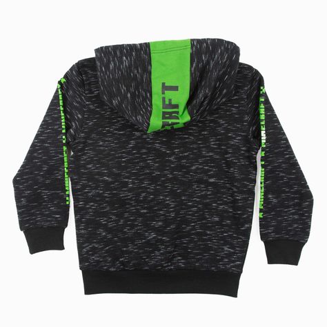 Poleron Cerrado Niño Logo Creeper Negro Minecraft-3