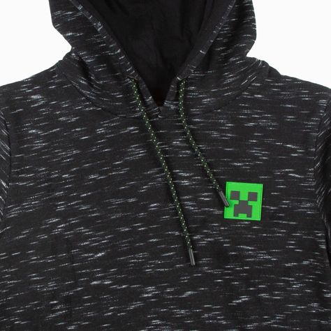 Poleron Cerrado Niño Logo Creeper Negro Minecraft-4