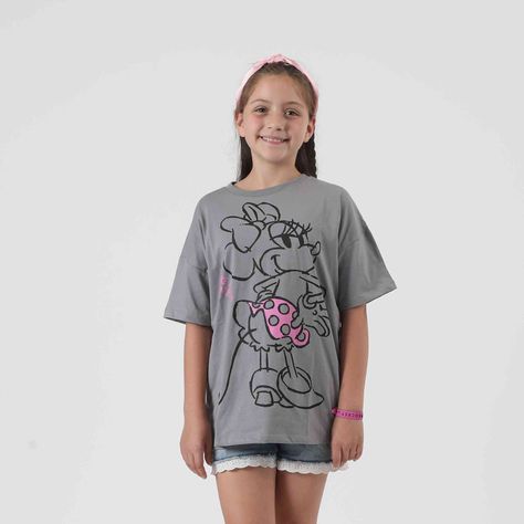 Polera Manga Corta Niña Lineal Minnie Blanco Disney-0