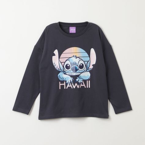 Polera Manga Larga Niña Lilo & Stitch Hawaii Azul Disney-0
