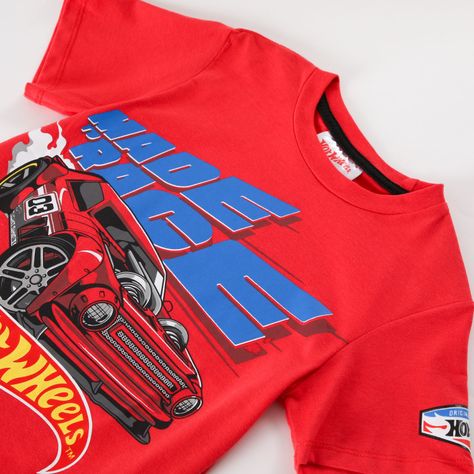 Polera Manga Corta Niño Auto Rojo Hot Wheels-1