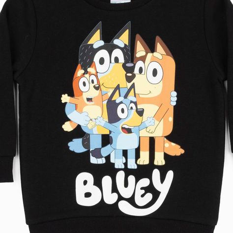 Poleron Cerrado Niño Familia Negro Bluey-4