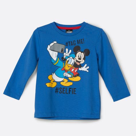 Polera Manga Larga Niño Selfie Mickey Azul Disney-0