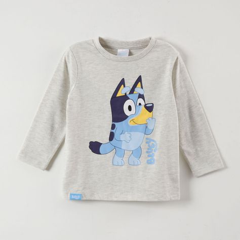 Polera Manga Larga Niño Fun Gris Bluey-0