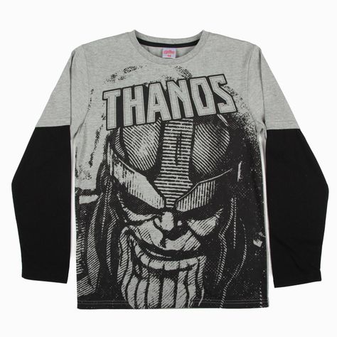 Polera Manga Larga Niño Thanos Avengers Gris Marvel-0