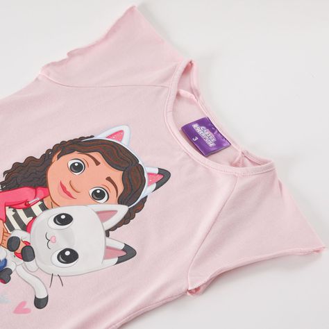 Polera Manga Corta Niña Gabby y su Gatito Rosado-1