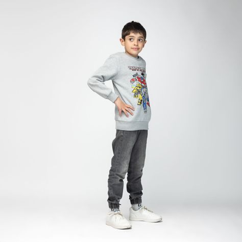 Poleron Niño Transformers Attitute Gris Dreamworks-1