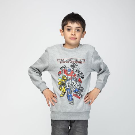 Poleron Niño Transformers Attitute Gris Dreamworks-0