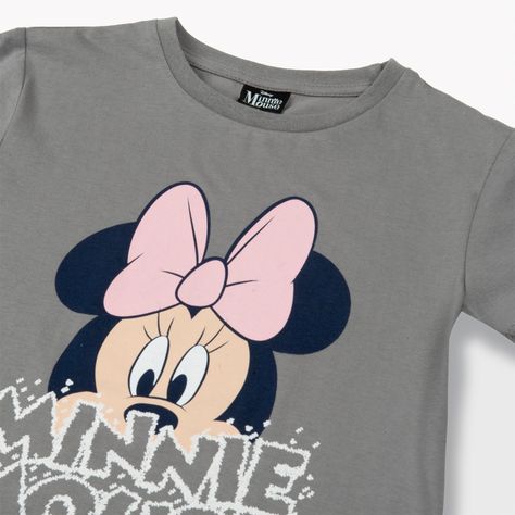 Polera Manga Corta Niña Moño Minnie Gris Disney-2