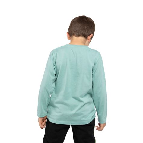 Polera Manga Larga Niño Logo Personajes Verde Minecraft-1