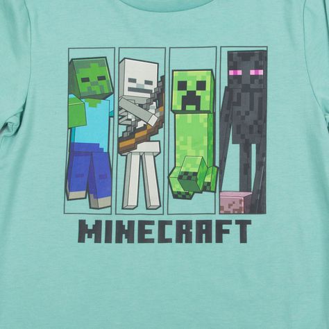 Polera Manga Larga Niño Logo Personajes Verde Minecraft-4