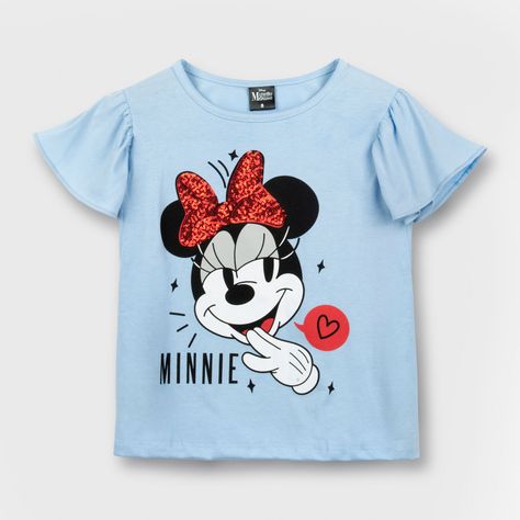 Polera Manga Corta Niña Vuelos Minnie Celeste Disney-0