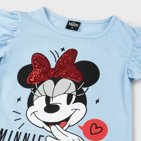 Polera Manga Corta Niña Vuelos Minnie Celeste Disney-2
