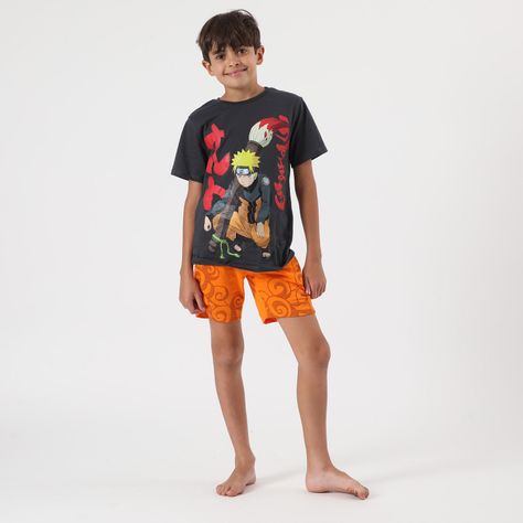 Pijama Corto Niño Uzumaki Gris Naruto-0