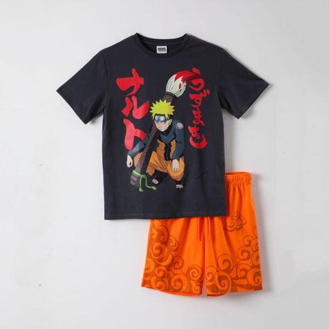Pijama Corto Niño Uzumaki Gris Naruto-3