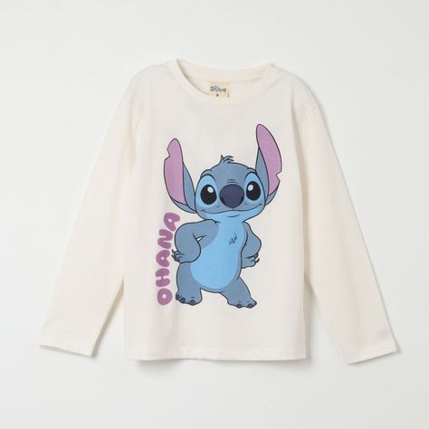 Polera Manga Larga Niña Lilo & Stitch Ohana Blanco Disney-0