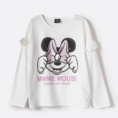 Polera Manga Larga Niña Bow Minnie Blanco Disney-2
