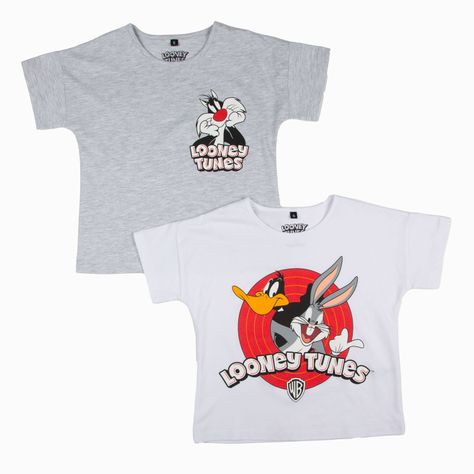 Pack Poleras Niña Silvestre Blanco Looney Tunes-0