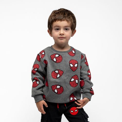 Poleron Cerrado Niño Caras Spiderman Gris Marvel-0