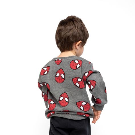Poleron Cerrado Niño Caras Spiderman Gris Marvel-1