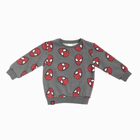 Poleron Cerrado Niño Caras Spiderman Gris Marvel-2