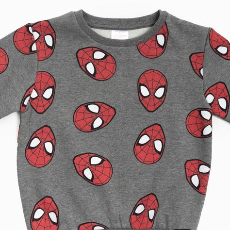 Poleron Cerrado Niño Caras Spiderman Gris Marvel-3