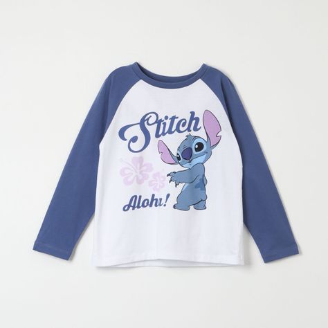 Polera Manga Larga Niña Lilo & Stitch Mangas Blanco Disney-0