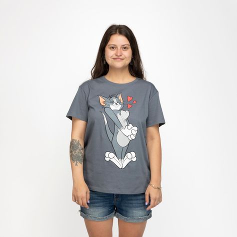 Polera Manga Corta Mujer Tom Gris Tom y Jerry-0