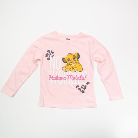 Polera Manga Larga Niña Rey León No Worries Rosado Disney-0