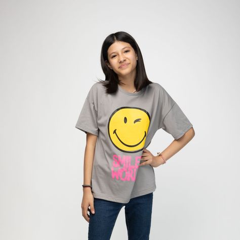 Polera Niña Smiley World Gris SmileyWorld ®-1