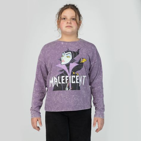 Polera Manga Larga Niña Villanas Malefica Morado Disney-1