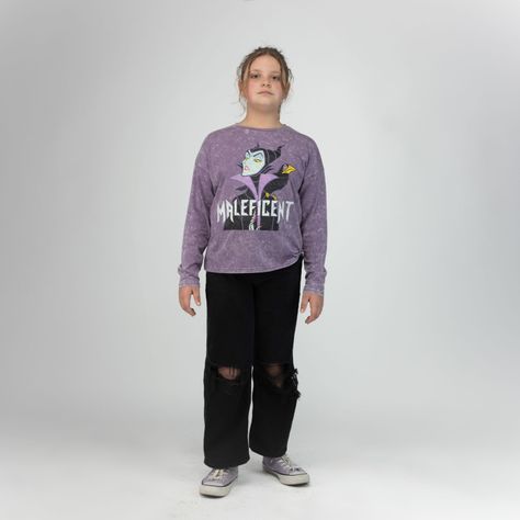 Polera Manga Larga Niña Villanas Malefica Morado Disney-0