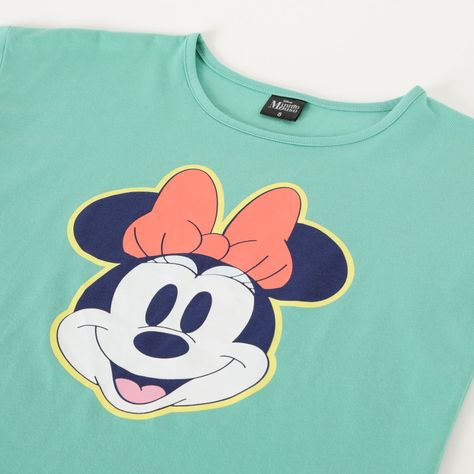Polera Manga Corta Niña Crop Minnie Verde Disney-2