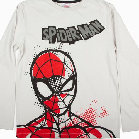 Polera Manga Larga Niño Cara Spiderman Gris Marvel-2