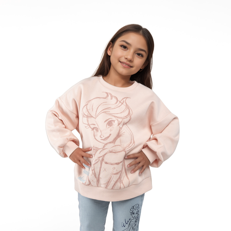Poleron Niña Frozen Rosado Disney-0