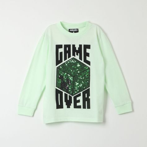 Polera Manga Larga Niño Game Over Verde Minecraft-0