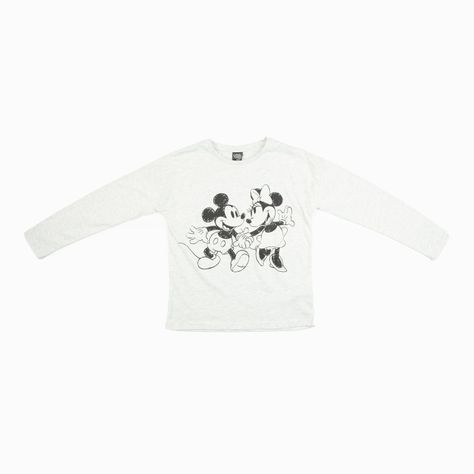 Polera Manga Larga Niña Pareja Gris Minnie Disney-0