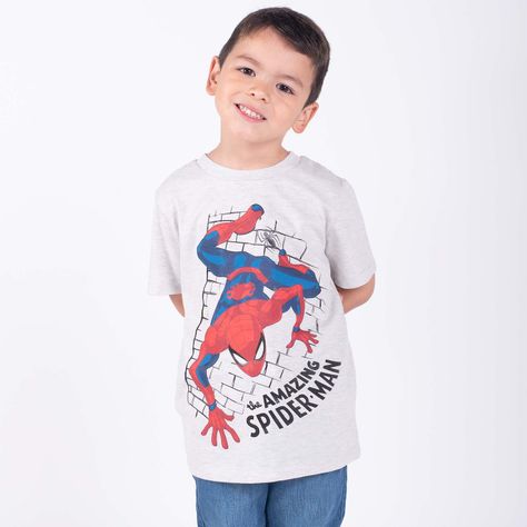 Polera Niño Spiderman Trepando Gris Marvel-0